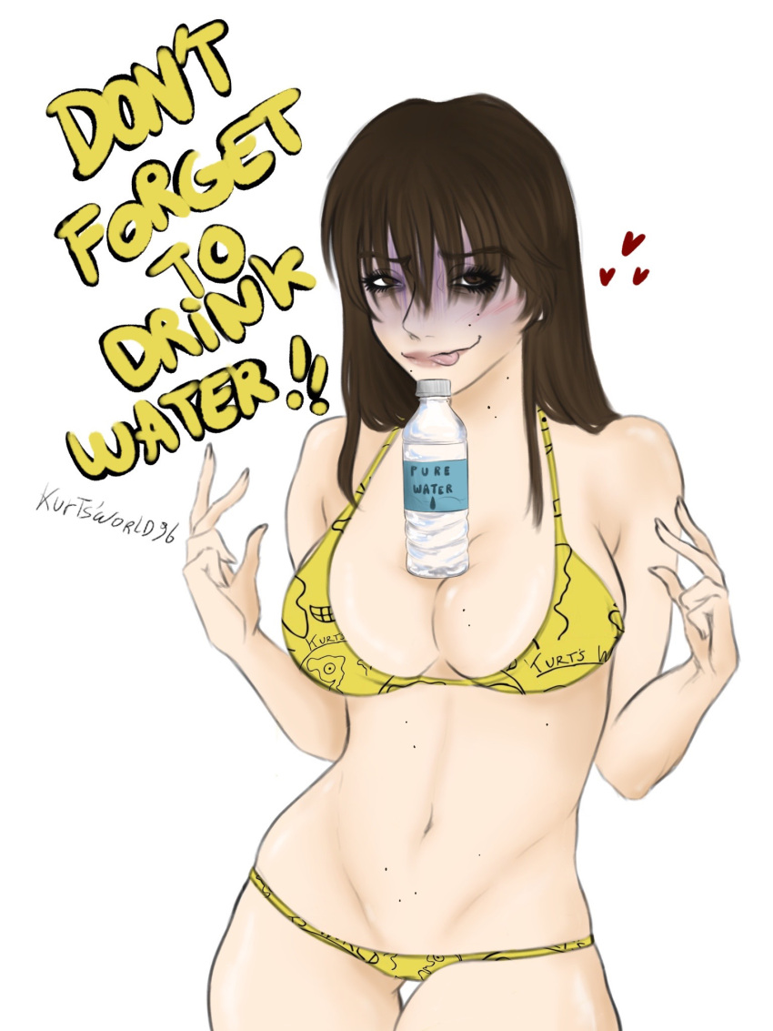 beauty_mark big_ass big_breasts big_butt bikini bikini_bottom bikini_top bottle brown_eyes brown_hair dark_hair kurt_kunkle kurtsworld96 long_hair real_person rule_63 smile smiling spree straight_hair thick thick_ass thick_thighs thighs tongue tongue_out v_sign water water_bottle xx.misson.xx yellow_underwear youtuber