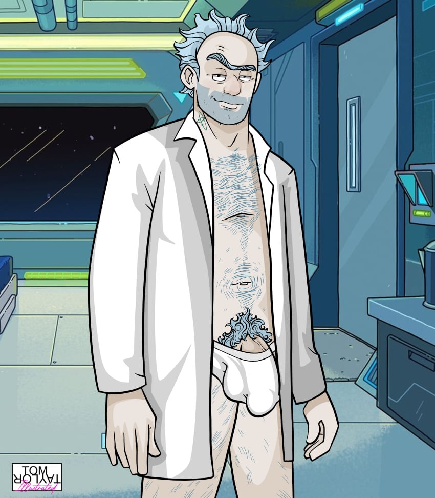 1male labcoat male male_focus male_only noah_barnett rick_and_morty rick_sanchez tom_taylor_illustrated underwear