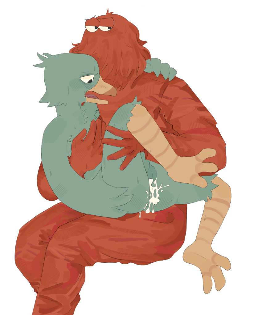 2boys anthro bird cum cum_in_ass cum_inside don't_hug_me_i'm_scared duck_guy_(dhmis) male_only mayootwt penis red_guy_(dhmis) red_skin