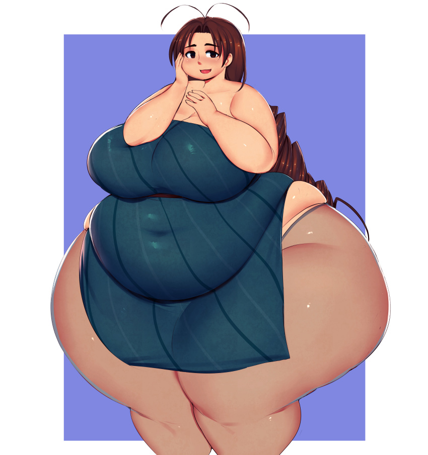 1girls 2018 apron apron_only bbw belly belly_bulge breasts brown_eyes brown_hair curvaceous curvy delia_ketchum_(pokemon) fat female female_focus game_freak hi_res high_resolution highres hips huge_belly huge_breasts huge_thighs jaykuma long_hair looking_at_viewer matching_hair/eyes milf mostly_nude nintendo plump pokemon smile smiling smiling_at_viewer solo solo_female solo_focus thick_thighs thighs voluptuous wide_hips