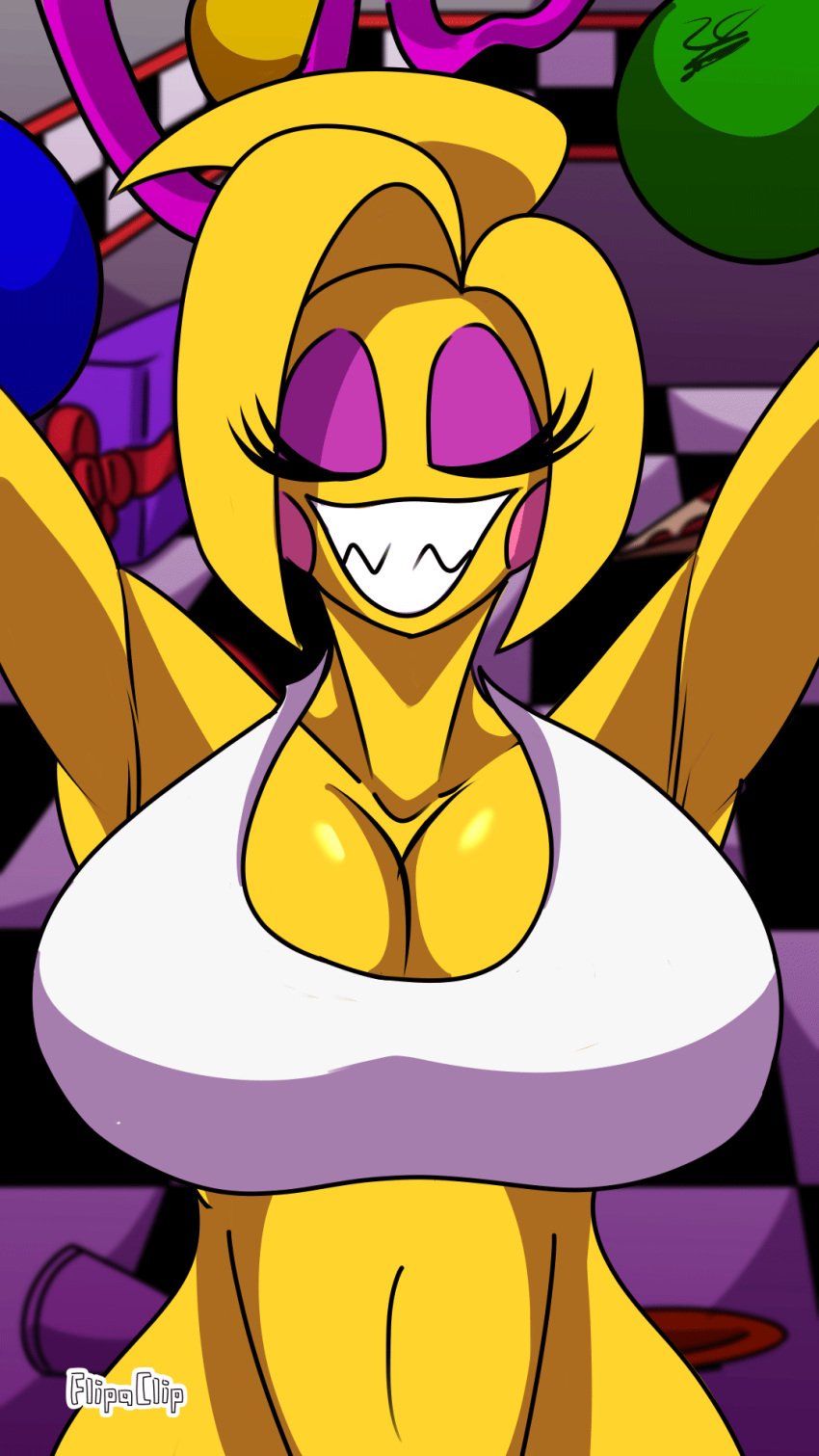 2022 2d_animation animated animated_gif animatronic anthro avian big_breasts bird bouncing_breasts breasts chicken clothing curvaceous curvy_figure digital_media_(artwork) female feral five_nights_at_freddy's five_nights_at_freddy's_2 galliform gallus_(genus) gif hi_res humanoid irc_(artist) loop machine phasianid robot scottgames shirt solo solo_focus surprise surprised_expression topwear torn_clothing torn_shirt torn_topwear toy_chica_(fnaf) video_games voluptuous yellow_body