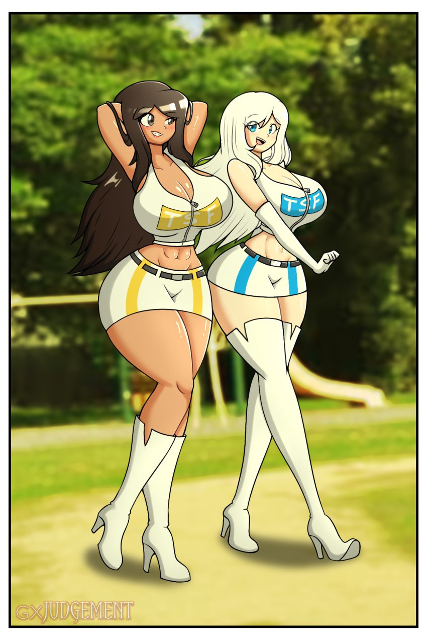 2girls abs bimbo bimbofication brainwashing female gender_transformation high_heels huge_ass huge_breasts identity_death male mental_transformation mtf_transformation post_transformation thegxjudgement thick_thighs transformation wide_hips