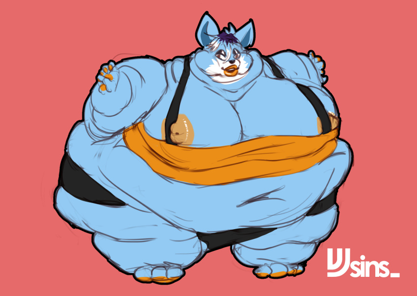 anthro blob_(disambiguation) blob_creature blobby canid canine clothing female fox hi_res hyper mammal morbidly_obese obese overweight renée_(azelsus_) solo vjsins wardrobe_malfunction