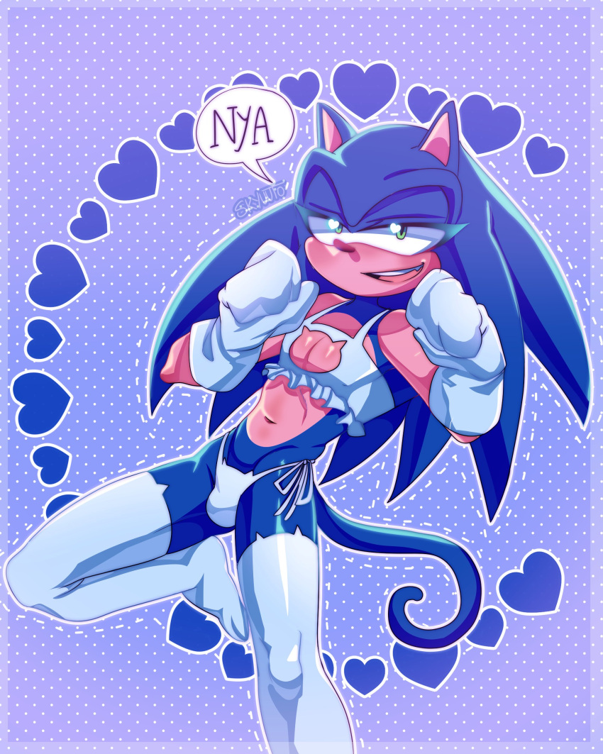 1boy balls_in_panties bulge cat_boy cat_bra cat_cutout cat_keyhole_bra cat_keyhole_lingerie cat_keyhole_panties cat_lingerie cat_panties cat_tail catboy crossdressing femboy gay male male_only neko panty_bulge penis_in_panties sega solo sonic_(series) sonic_the_hedgehog sonic_the_hedgehog_(series) thigh_socks thighhighs thighs unknown_artist