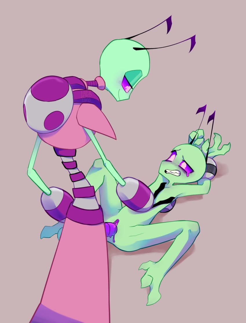 3_fingers 3_toes alien alien_humanoid andromorph antennae_(anatomy) anthro bald bodily_fluids clawed_fingers claws clothed clothed/nude clothing cuntboy duo feet fingers forced genitals green_body green_skin hi_res humanoid intersex intersex/male invader_zim irken male nickelodeon not_furry nude penetration penis purple_penis purple_pussy pussy questionable_consent rape scalie size_difference small_waist spread_legs spreading sxckbug tallest_purple tears toe_claws toes vaginal_penetration