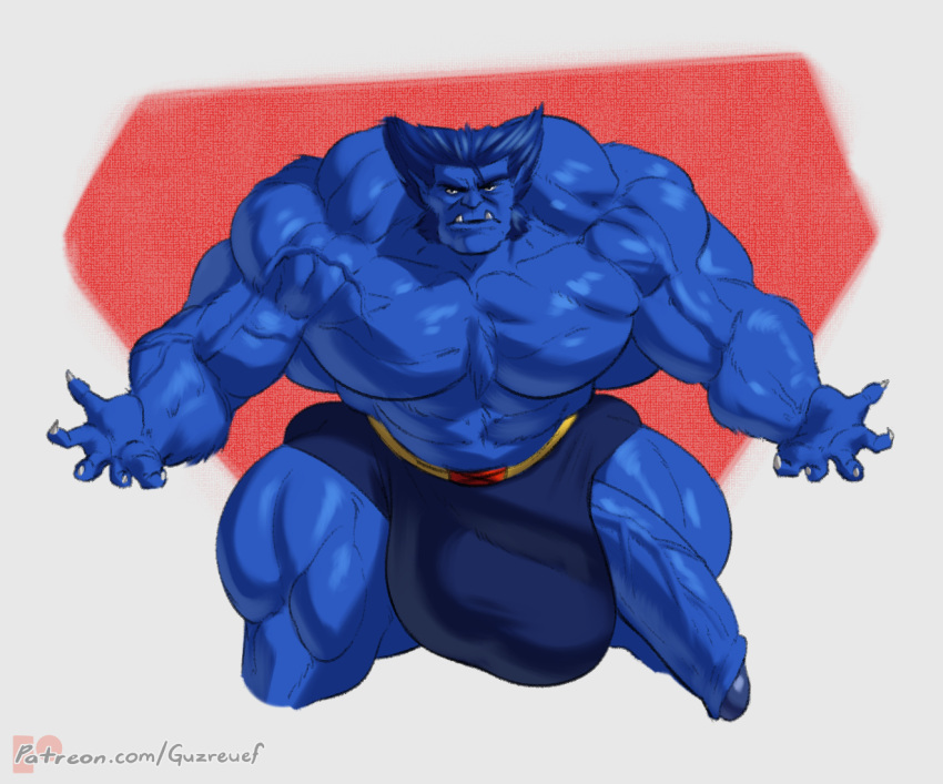 abs anthro beast_(x-men) biceps blue_skinned_male bulge furry gay guzreuef hank_mccoy hyper hyper_balls hyper_bulge hyper_genitalia hyper_penis hyper_testicles male male_focus male_only marvel marvel_comics muscle muscles muscular muscular_arms muscular_ass muscular_back muscular_legs muscular_male muscular_thighs nipples pecs solo solo_male veins x-men