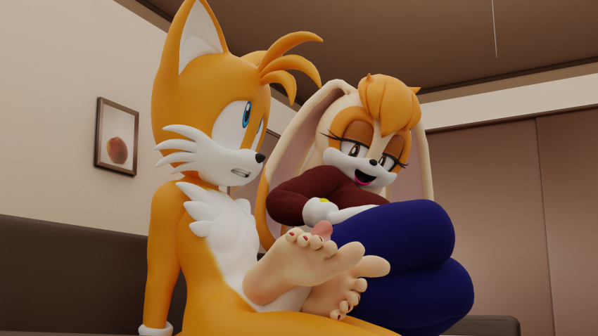 3d_(artwork) age_difference anthro barefoot canid canine clothed clothed/nude clothed_female clothed_female_nude_male clothing digital_media_(artwork) duo feet female foot_fetish foot_play footjob fox furniture genitals hi_res humanoid_feet lagomorph leporid male male/female mammal mature_female miles_prower nude on_lap penis rabbit red_toenails sega sex sitting sofa soles sonic_(series) sonic_the_hedgehog_(series) tails tails_the_fox tight_clothing tight_pants toenail_polish toes twintails3d two_tone_body two_tone_face vanilla_the_rabbit younger_male