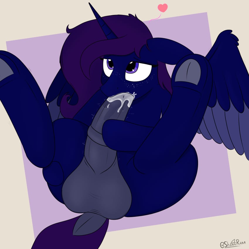 anthro autofellatio cum_in_mouth heart horsecock male_only my_little_pony original_character self_blowjob self_sucking sharkrikka tagme