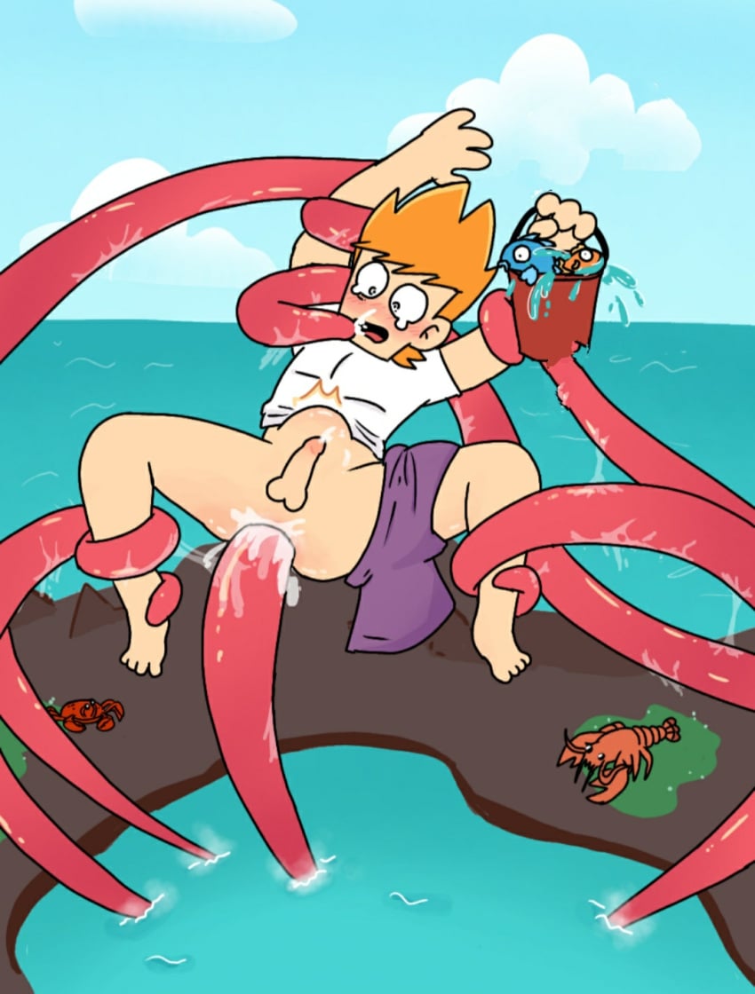 blush eddsworld ginger_hair male male_only matt_(eddsworld) nirivi penis tentacle tentacles