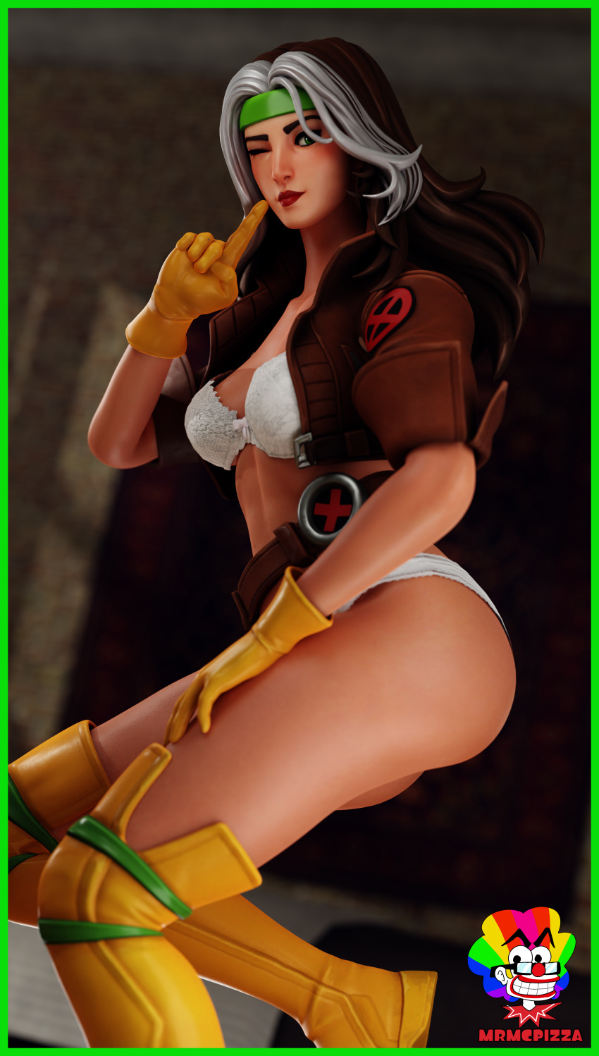 1girls 3d anna_marie big_ass big_breasts bra brown_hair female female_only fortnite fortnite:_battle_royale marvel marvel_comics mrmcpizza panties rogue_(fortnite) rogue_(x-men) solo solo_female underwear white_panties x-men