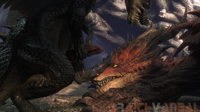 capcom domination/submission dragon duo elder_dragon fatalis feral foot_on_face handjob hi_res male male/male masturbation monster_hunter penile raithvaneal safi'jiiva sex spikes video_games