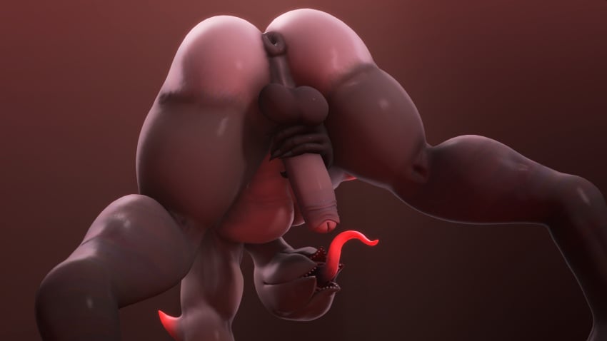 2022 3d_(artwork) all_fours anus ass athletic athletic_humanoid athletic_male backsack balls biceps big_balls big_butt big_penis billynr bottom_heavy bubble_butt cerberus_the_demogorgon claws demogorgon digital_media_(artwork) fingers foreskin genitals girly grey_body grey_skin hand_on_own_penis hand_on_penis hi_res holding_penis huge_butt humanoid male male_demogorgon_(stranger_things) monster monstrous_humanoid muscular muscular_humanoid muscular_male netflix not_furry penis perineum presenting presenting_anus presenting_hindquarters red_background sharp_teeth simple_background sole_male solo solo_male source_filmmaker stranger_things teeth thick_ass_monster thick_thighs tongue tongue_out wide_hips