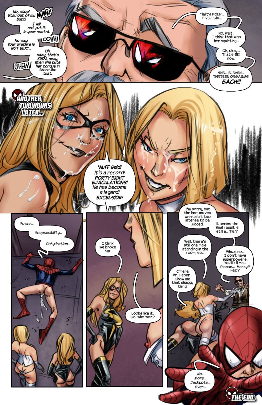 1boy ass avengers bayushi blonde_hair blue_eyes breasts carol_danvers comic comic_page corset emma_frost female gangbang hellfire_club leotard lingerie marvel marvel_comics ms._marvel ms._marvel_(carol_danvers) nipples oral oral_sex orgasm orgy panties panties_aside peter_parker pubic_hair pussy shaved_pussy spider-man spider-man_(series) stan_lee straight_hair thong thong_leotard thong_panties threesome throat_fuck thunkstudio tracyscops vaginal_penetration vaginal_sex white_queen x-men