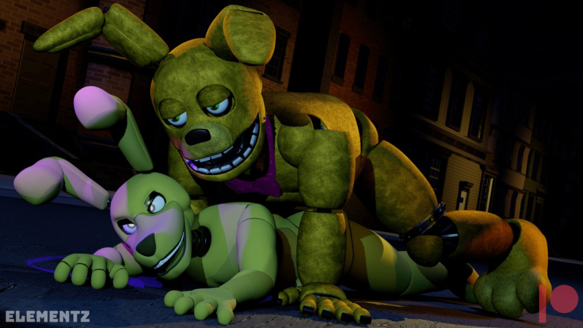 2boys 3d_(artwork) anal anal_sex animatronic anthro big_ears blender_(software) digital_media_(artwork) duo elementz808 five_nights_at_freddy's five_nights_at_freddy's_3 furry gay looking_pleasured machine male male/male male_only night on_ground orgasm_face outside penetration pressed_against public rabbit robot scottgames sex spring_bonnie spring_bonnie_(fnaf) springtrap springtrap_(fnaf) street video_games yellow_body