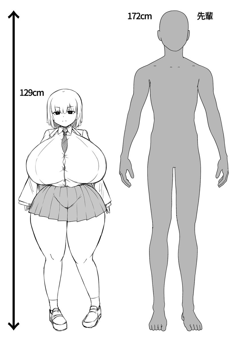 1boy 1girls anon ass big_ass big_breasts breasts fat_ass female female_focus height_difference huge_ass huge_breasts larger_male male massive_breasts school_uniform schoolgirl shorter_female shortstack size_difference skirt smaller_female taller_male teruwo_sun thick_thighs