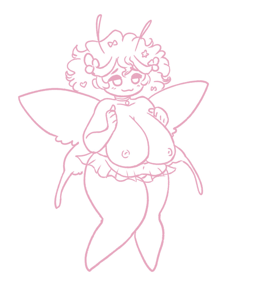 antennae choker fairy fluffy_hair freaklet huge_breasts original shortstack skirt thick_thighs