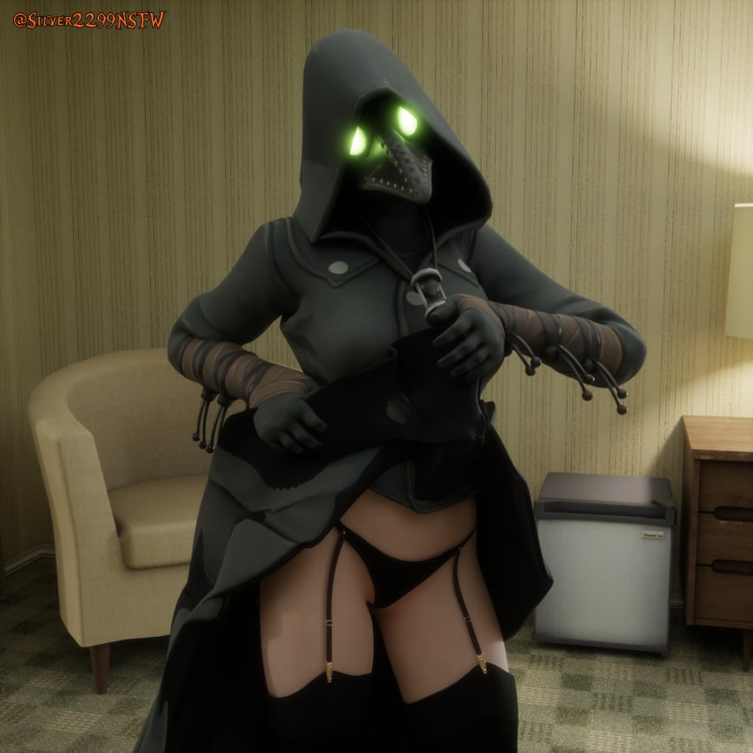 3d female fortnite masked_female plague_doctor scourge_(fortnite) silver2299 tagme