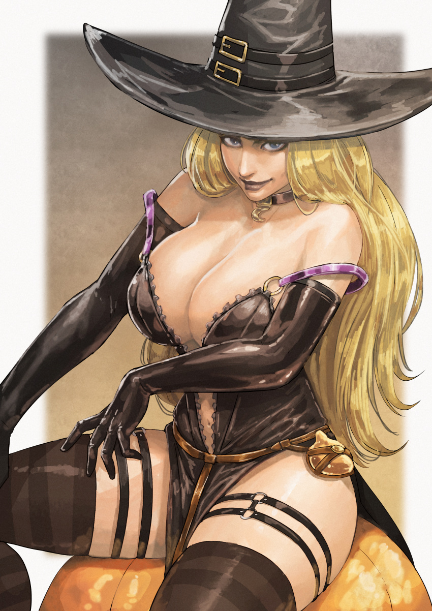 1girls absurd_res alternate_costume big_breasts blonde_hair blue_eyes breasts choker cirenk cleavage collar dress elbow_gloves eyelashes eyeliner female female_only garter hat hi_res kolin large_breasts lingerie lipstick long_hair makeup stockings street_fighter street_fighter_v thick_thighs very_long_hair witch_hat zipper