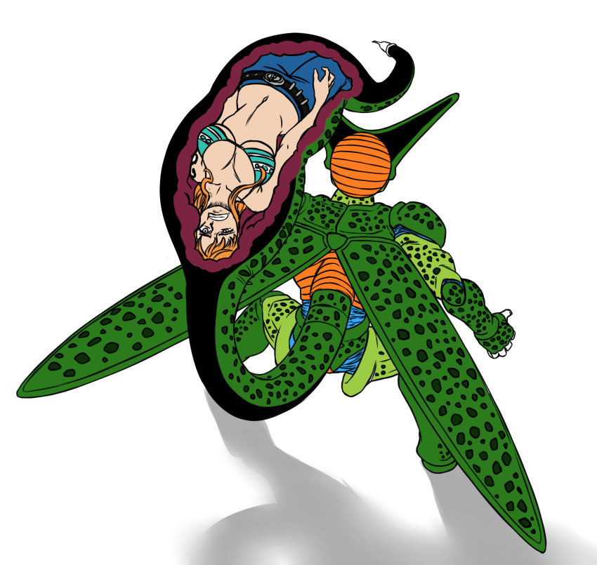 1girls absorbing absorption absorption_vore big_breasts bikini_top bio-android_(dragon_ball) blue_pants breasts cell_(dragon_ball) crossover dragon_ball dragon_ball_z female flesh_tunnel flesh_wall fleshy_tentacle godvore huge_tail imperfect_cell long_hair male nami nami_(one_piece) one_piece orange_hair post-timeskip squish squished tail_grab tail_vore teeth_clenched teeth_showing teeth_visible terrified toned toned_female vore waist white_skin