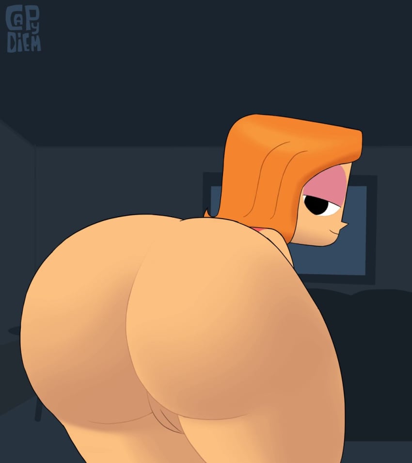 1girls 2022 ass bedroom_eyes bent_over big_ass big_butt black_eyes bottom_heavy bouncing_ass bouncing_butt bubble_ass bubble_butt capy_diem cartoon_network clothing couch crop_top cute debbie_turnbull debs_turnbull fat_ass fat_butt female female_only half-closed_eyes huge_ass huge_butt indoors inside large_ass large_butt light-skinned_female light_skin living_room looking_at_viewer looking_back mature mature_female milf mother no_panties nopan orange_hair pants pants_down presenting presenting_hindquarters pussy robotboy shirt showing_off smile solo table television thick_ass thick_thighs wide_hips