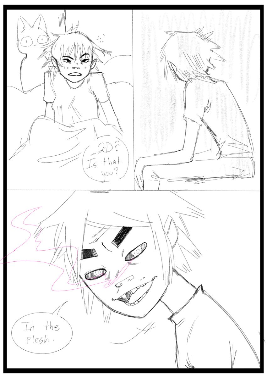 1boy 1girls 2d_(gorillaz) absurd_res comic gorillaz hi_res noodle_(gorillaz) rhythmwhirlpool tagme