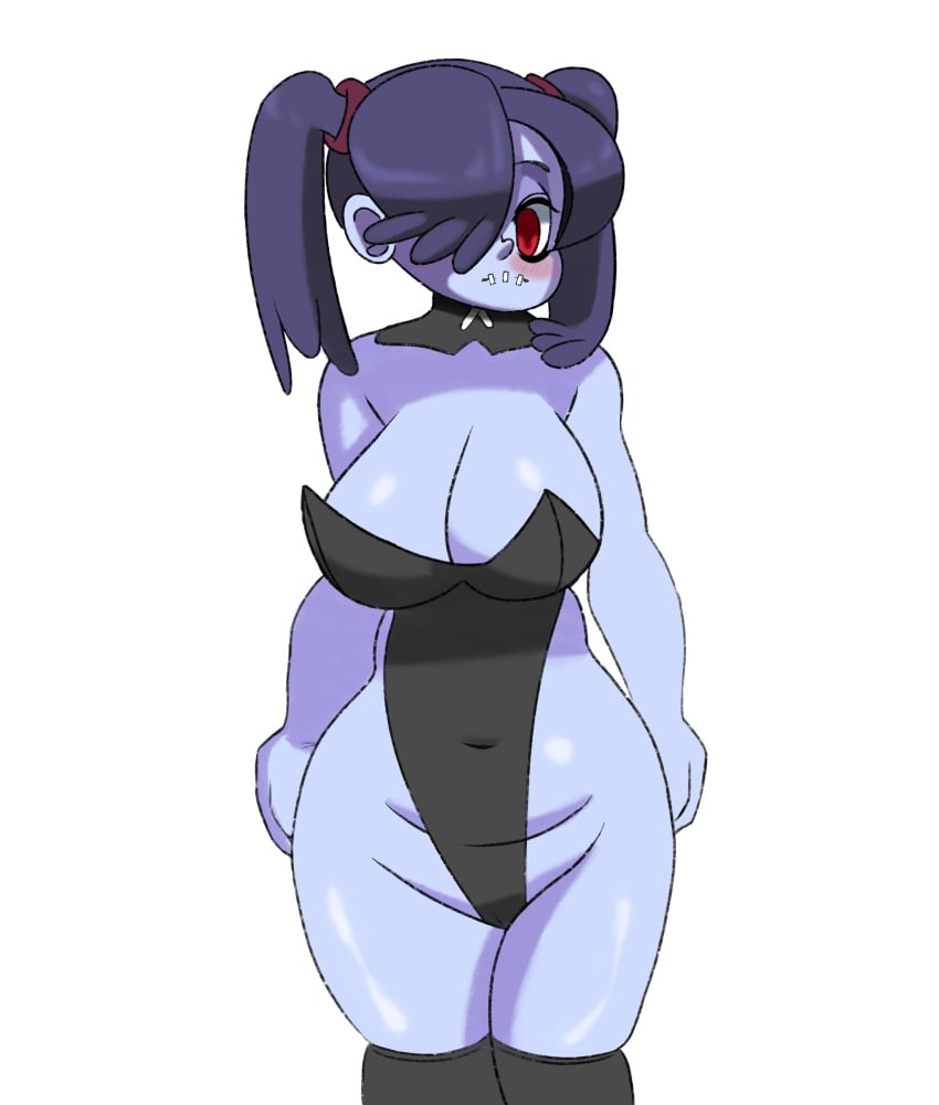 ass belly big_breasts bunnysuit chubby curvy olimoonn skullgirls squigly thick_thighs tummy