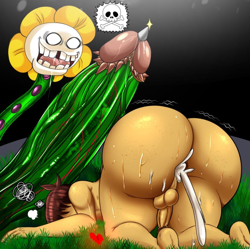 2boys big_ass cum_in_ass cum_inside enormous_penis femboy flower flowey_the_flower frisk frisk_(undertale) gay imminent_death imminent_penetration inminent_sex near_death nobody147 nude nude_male spiked_penis tentacle thick_ass thick_thighs undertale undertale_(series)