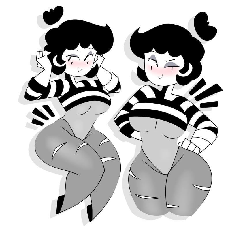 big_breasts big_hips big_thighs black_hair bodysuit breasts cjdraws_3 curvy curvy_body curvy_female curvy_figure curvy_hips curvy_thighs hips hips_wider_than_shoulders mime mime_girl multiple_poses mute_(imrachets) oc original original_character ripped_clothing ripped_pantyhose striped striped_clothing stripes suit tagme thick_thighs thighs thighs_together underboob wide_hips