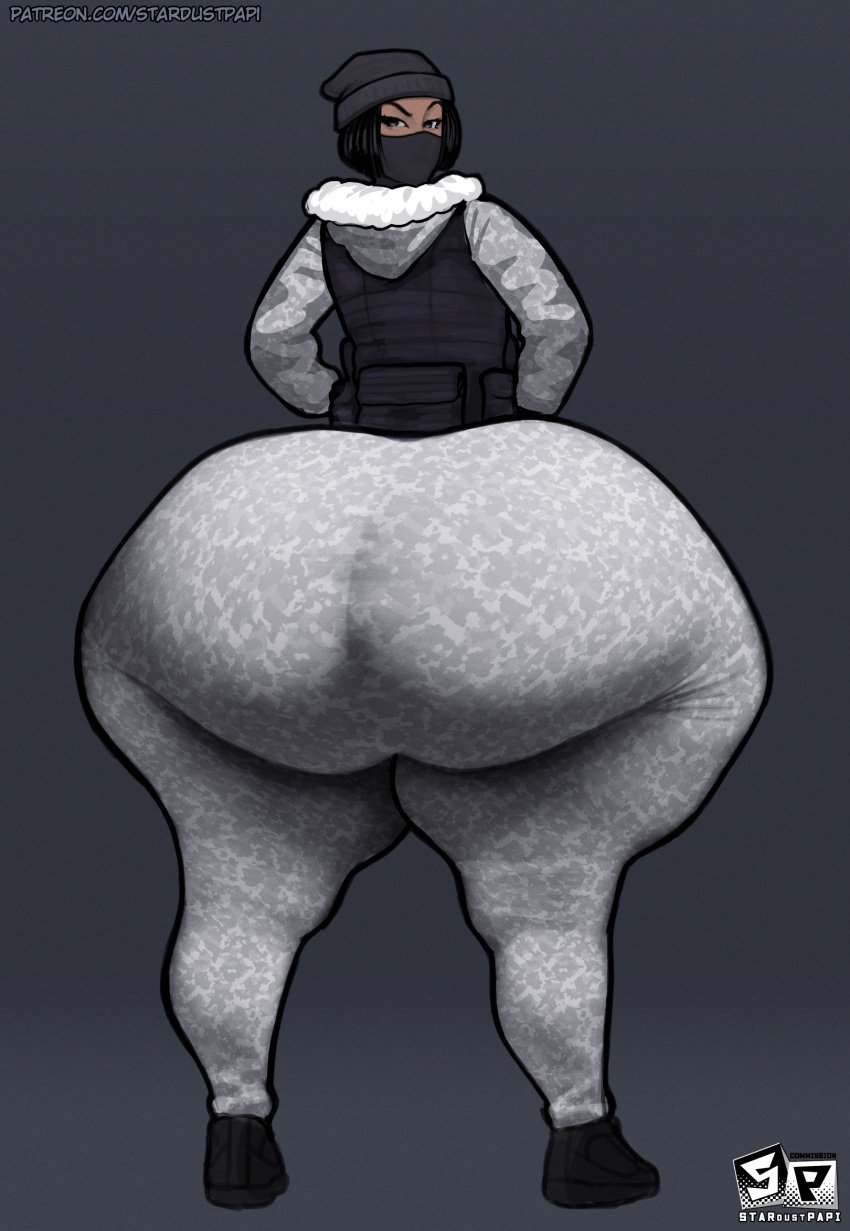 1girls armor ass ass_bigger_than_head ass_bigger_than_torso big_ass bottom_heavy bubble_butt clothing dat_ass face_mask fat_ass female female_only frost_(rainbow_six) gloves gluteal_fold hands_on_hips hat huge_ass hyper hyper_ass ignantastro large_ass looking_at_viewer looking_back massive_ass rainbow_six_siege rear_view solo thick_ass thick_thighs thunder_thighs wide_hips