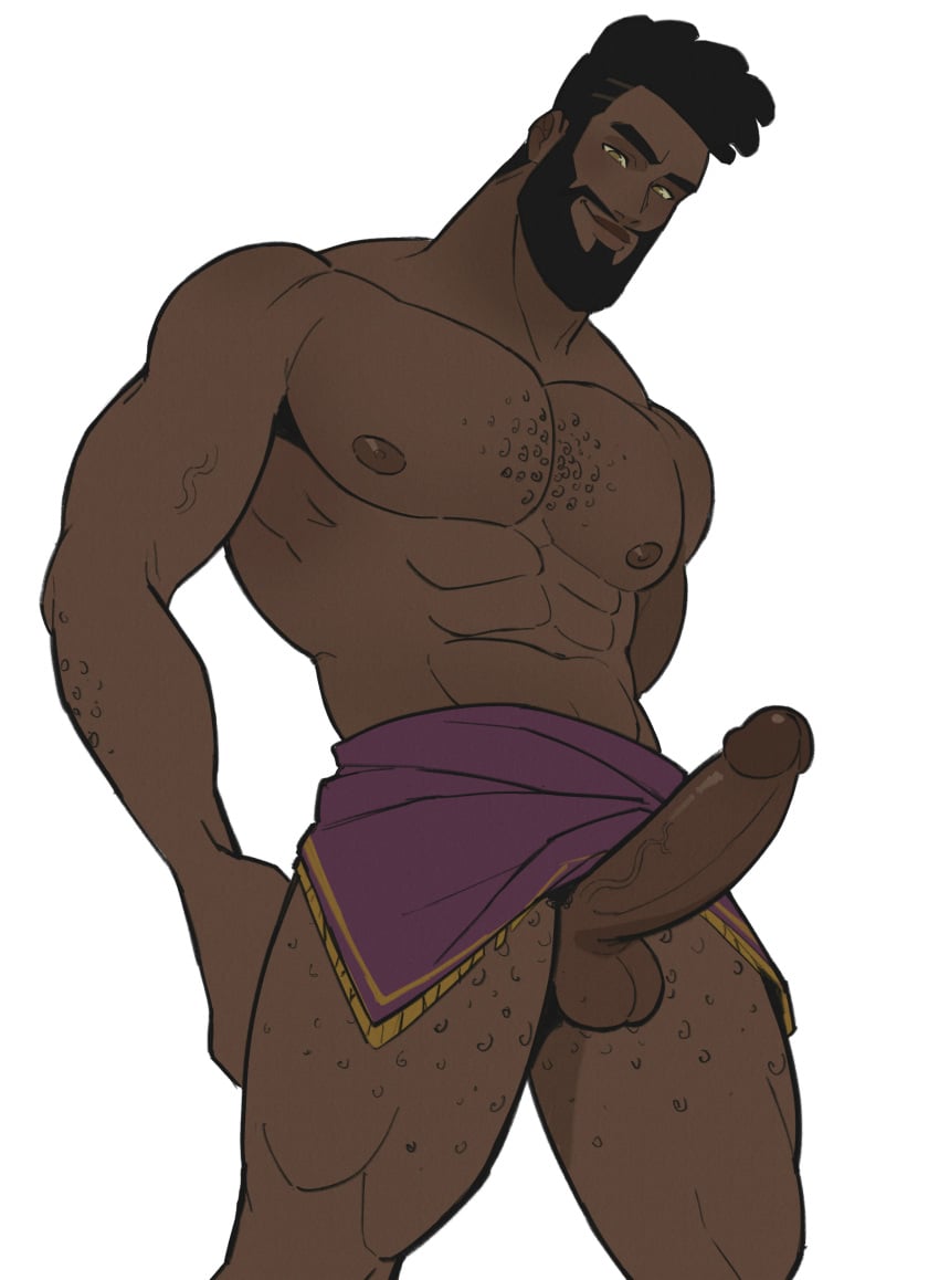 abs balls bara biceps big_balls big_penis dark-skinned_male erection k'sante league_of_legends male male_nipples male_only manly muscular_male nipples nude pecs penis riot_games toumaart