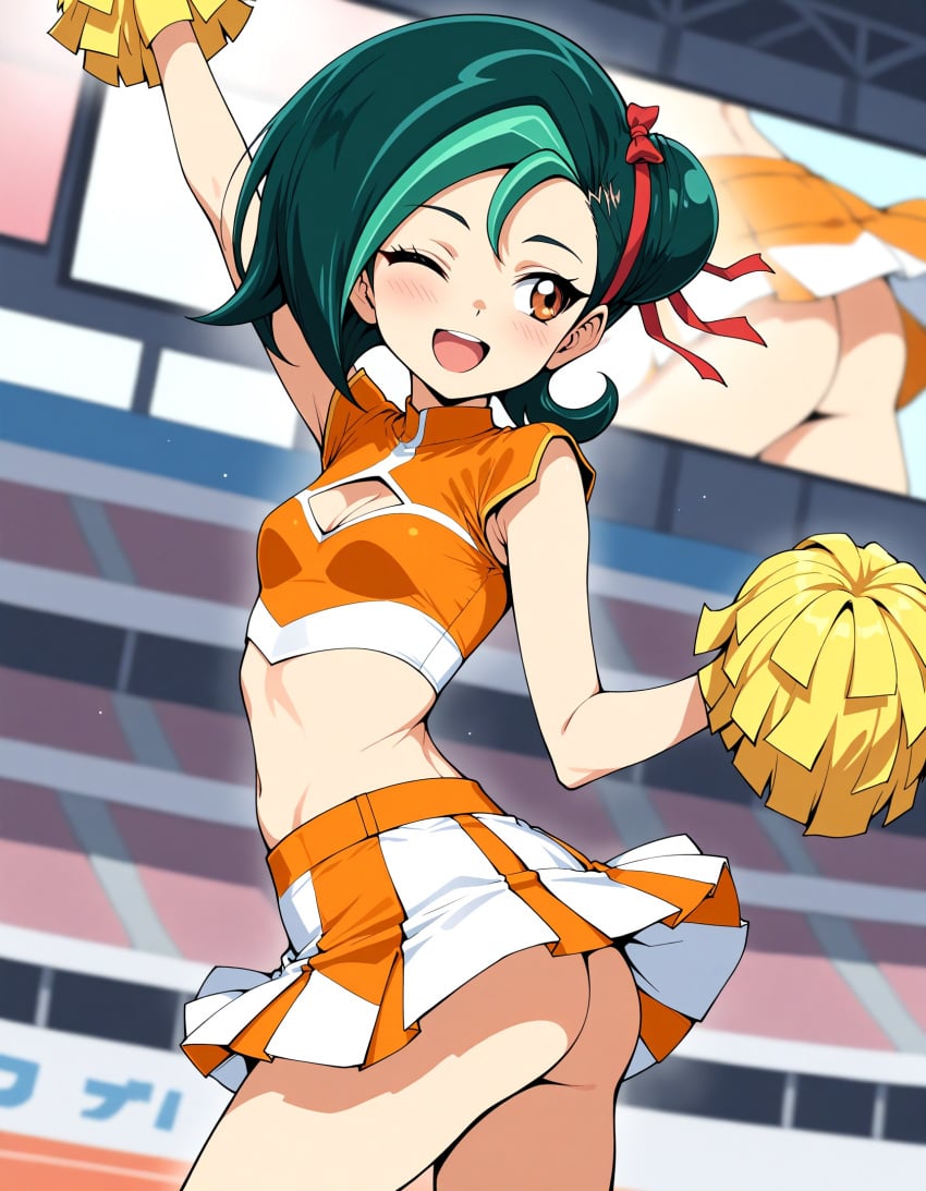 ai_generated ass cheering cheerleader kotori_mizuki screen small_breasts stadium tori_meadows yu-gi-oh!_zexal