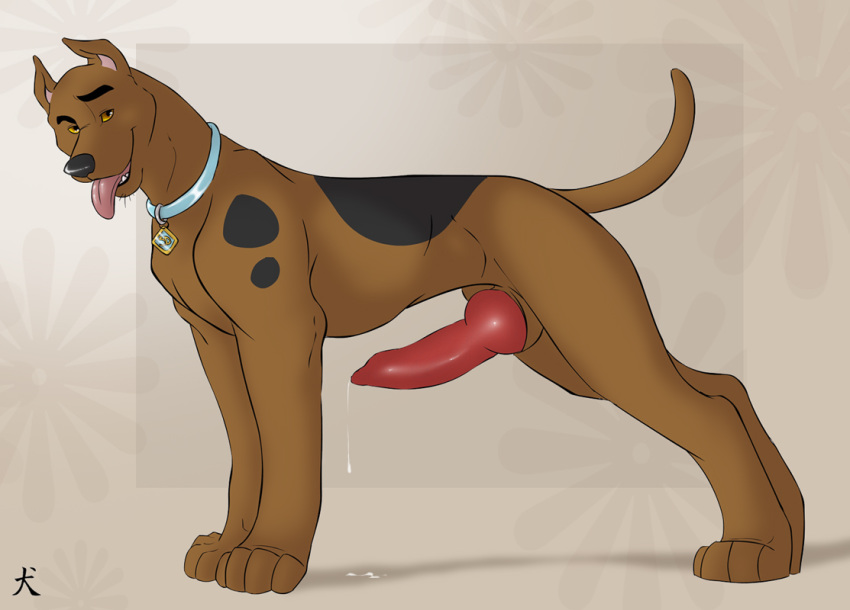 1boy canine collar hanna-barbera knot male male_only penis precum scooby-doo scooby-doo_(character) solo straydog tongue uncensored