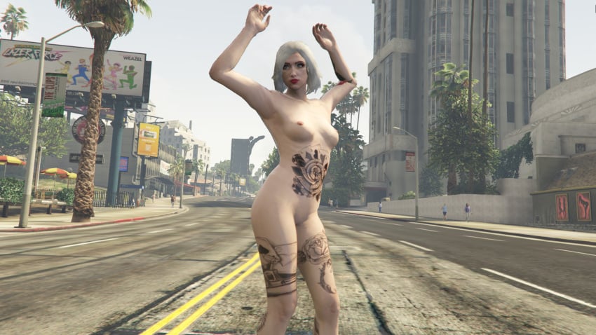 female grand_theft_auto_online outside public_nudity sofia street tight_pussy