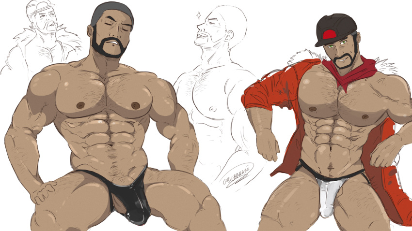 1boy abs bigbaraboi facial_hair male male_focus male_only muscular muscular_male npc_trainer peony_(pokemon) pokemon