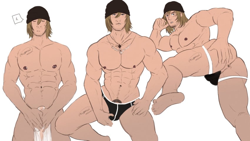 1male abs anus bigbaraboi covering_penis final_fantasy final_fantasy_xiii jockstrap male male_focus male_only snow_villiers