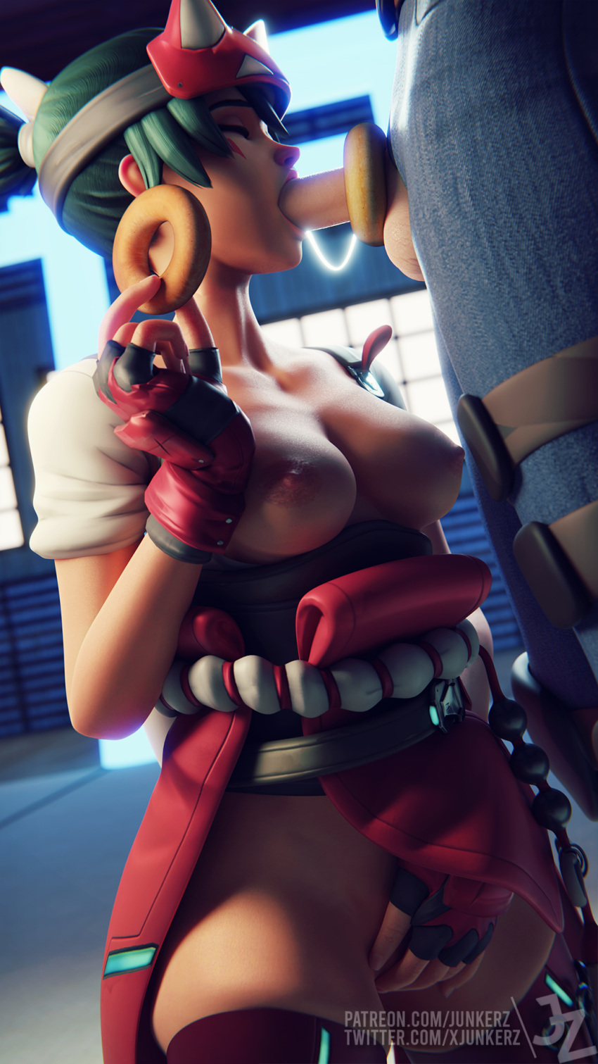 1boy 1girls 3d 3d_(artwork) :>= areolae asian asian_female balls big_penis blender blender_(software) blizzard_entertainment blowjob blowjob_face breast_grab breasts brown_eyes cute donut eyes_closed fellatio female food food_play green_hair japanese japanese_clothes junkerz kiriko_(overwatch) long_penis male masturbating_during_fellatio masturbation medium_breasts nipples no_bra no_panties oral outdoors outside overwatch overwatch_2 penis petite ponytail seductive_mouth small_breasts teenager testicles