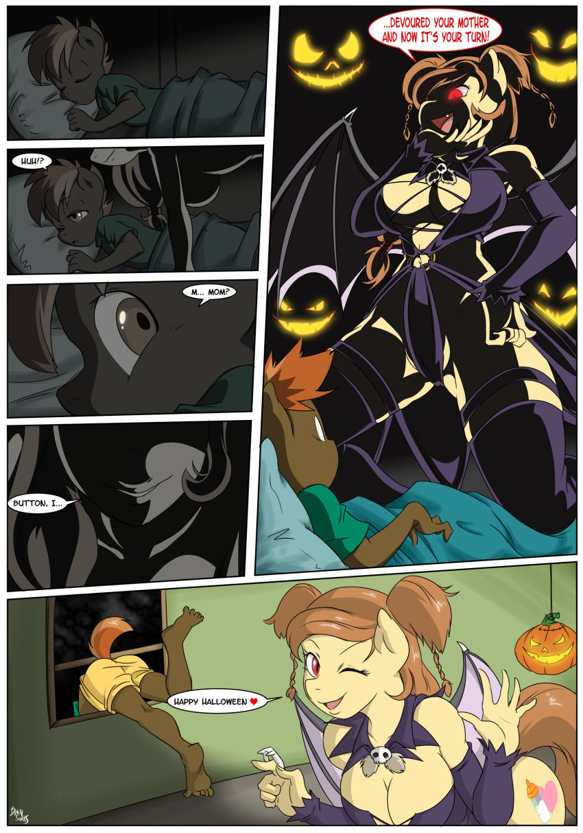 bat big_breasts brainsucks breasts button's_mom button_mash_(mlp) cream_heart_(mlp) halloween milf mother_and_son my_little_pony