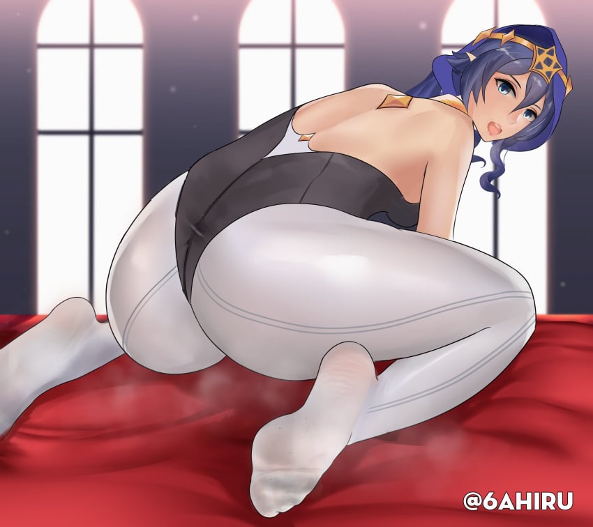 6ahiru ass ass_focus feet female foot_fetish genshin_impact layla_(genshin_impact) leggings smell soles steamy_ass