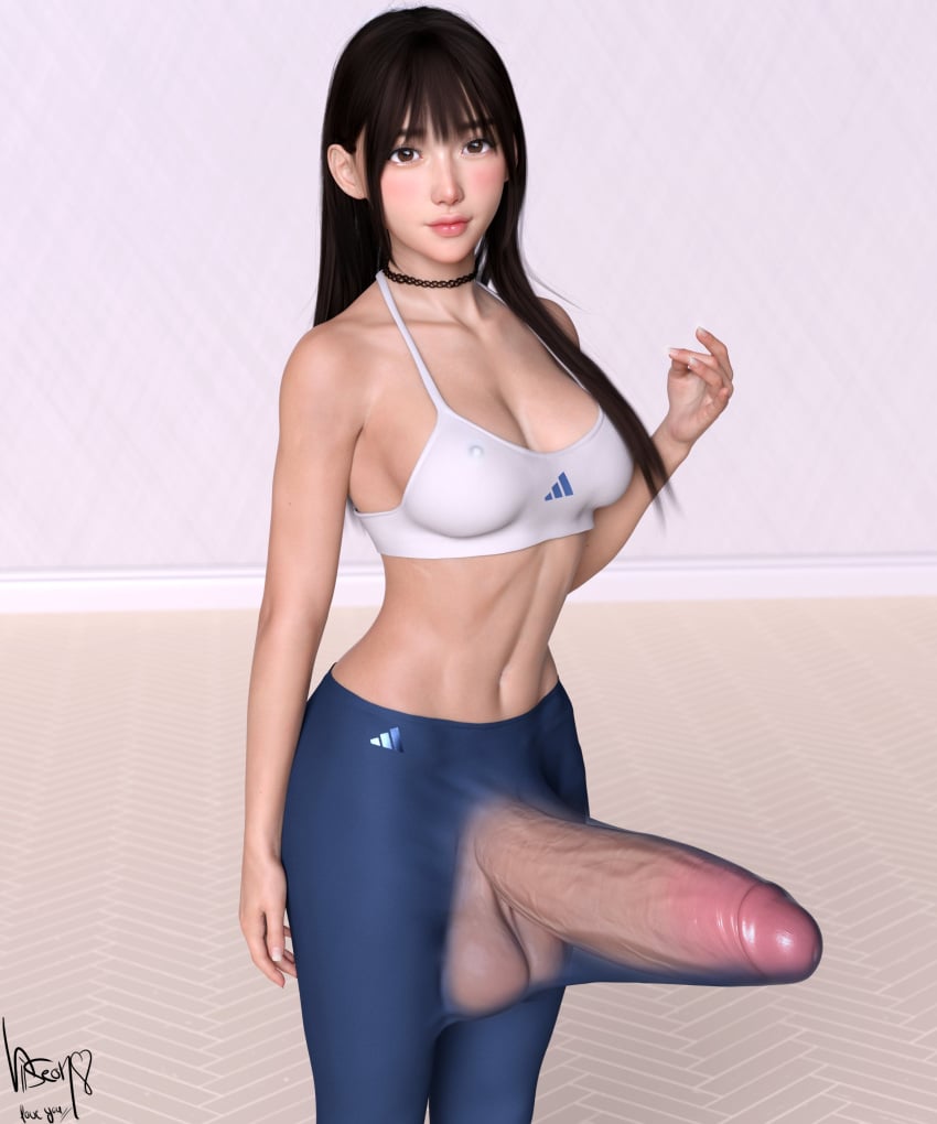 1futa 2022 3d alternate_version_available balls big_breasts black_hair breasts clothed clothing erection futa_only futanari huge_cock human jia_(viiseon) light-skinned_futanari light_skin long_hair looking_at_viewer oral partially_clothed penis penis_visible_through_pants see-through see-through_clothing solo standing tenting viiseon visible_through_clothes