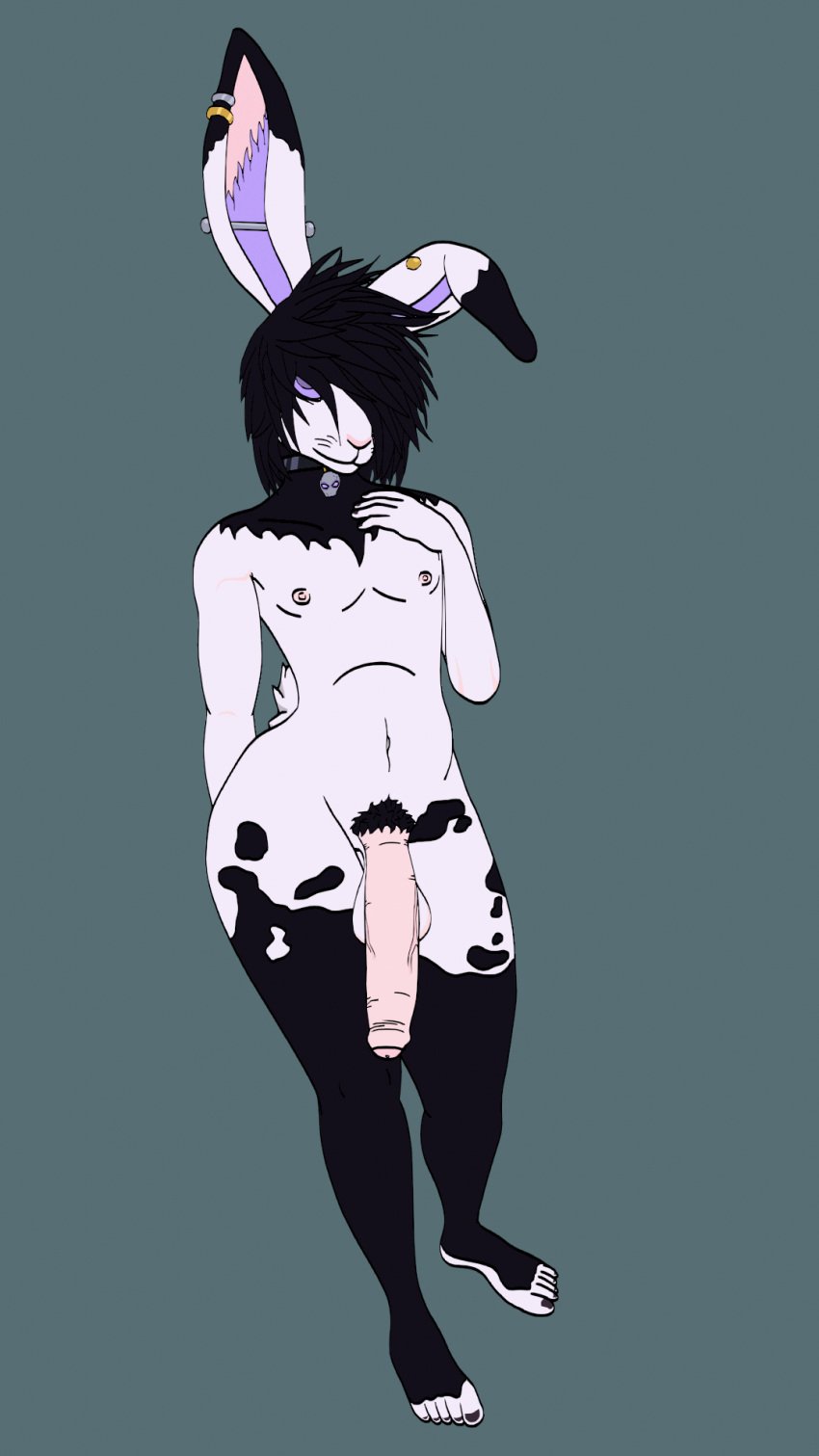 balls big_penis bone choker cowspots emo feet genitals girly goth hi_res inkspots jewelry lagomorph leporid long_penis male male/male mammal naughty_ram necklace nude penis piercing pinup pose rabbit skull solo spooky_(disambiguation)