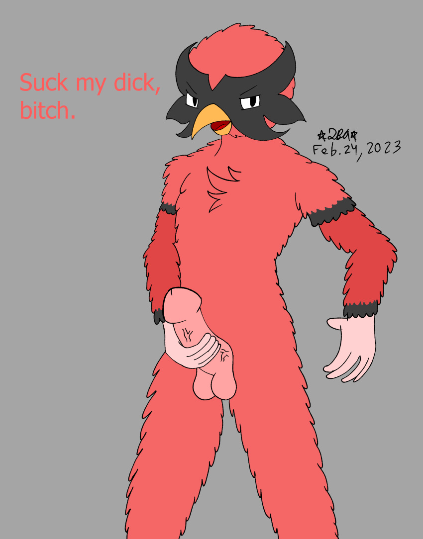absurd_res ace_(thatbusyboi) anthro avian bird colored dialogue digital_drawing_(artwork) digital_media_(artwork) duo falcon falconid genitals hi_res holding_penis ink male penis profanity solo talking_to_viewer thatbusyboi vulgar