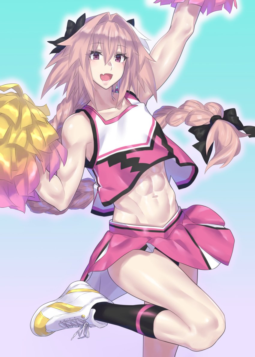 1boy abs astolfo_(fate) fate_(series) femboy male male_only mizuumi_(bb) muscular_femboy muscular_male solo trap twink