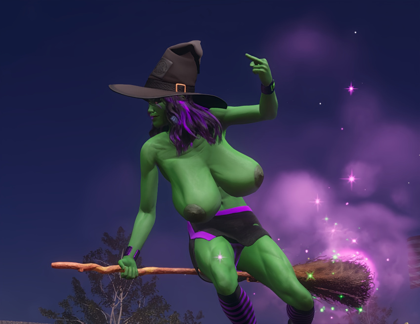 big_areola big_areolae big_breasts big_nipples broom broom_riding broomstick custom_character cyber_gato enormous_breasts flipping_off giant_breasts gigantic_breasts green_nipples green_skin huge_areola huge_areolae huge_breasts huge_nipples large_areolae large_areolae large_breasts large_nipples massive_breasts middle_finger original_character original_characters playa_(saints_row) purple_hair purple_lipstick riding_broom saints_row saints_row_(reboot) skirt witch witch_broom witch_hat yellow_eyes