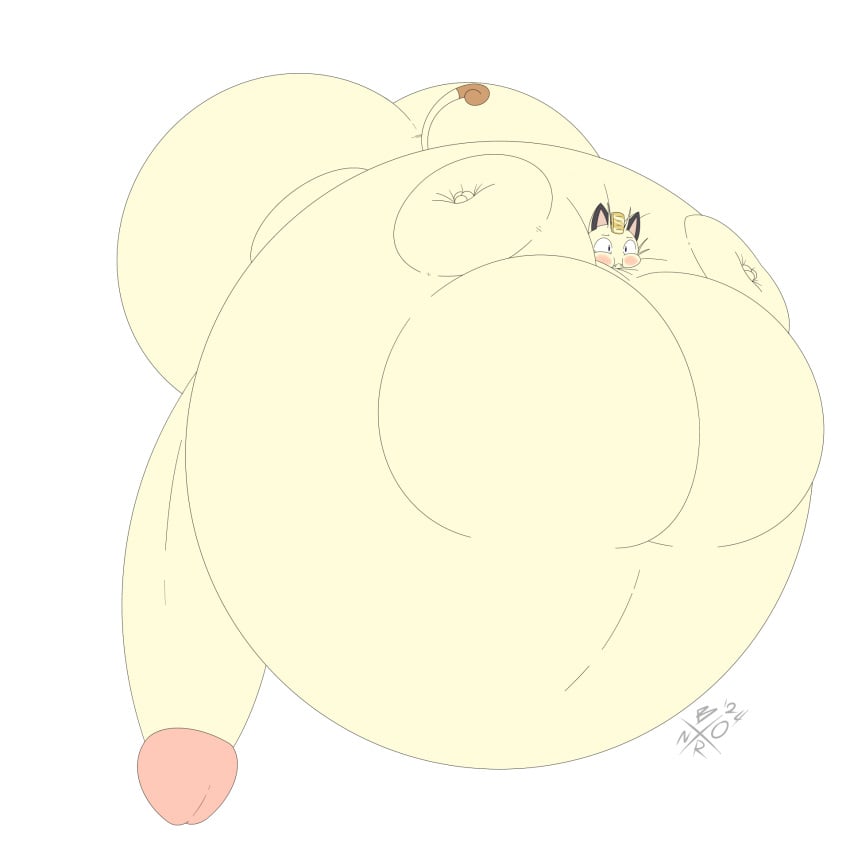 2024 alpha_channel anthro balls balls_expansion belly belly_expansion belly_inflation big_balls big_belly big_cheeks big_penis black_ears black_eyes blush body_inflation bornconfused brown_tail_tip colored digital_media_(artwork) dipstick_tail expansion felid feline flat_colors generation_1_pokemon genital_expansion genitals glans hi_res huge_balls huge_belly huge_cock hyper hyper_balls hyper_belly hyper_genitalia hyper_moobs hyper_penis immobile inflation inflation_fetish male male_only mammal markings meowth moob_expansion moobs nintendo penis penis_expansion pink_glans pink_inner_ear pokemon pokemon_(species) round_body sharp_teeth signature simple_background spherical_inflation sunken_head sunken_limbs tail tail_markings tan_balls tan_body tan_ears tan_penis tan_tail tan_whiskers teeth transparent_background whiskers