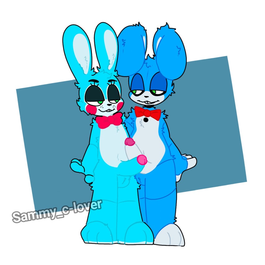 anthro bon_(the_walten_files) duo erection five_nights_at_freddy's five_nights_at_freddy's_2 gay hi_res hug lagomorph leporid looking_at_another male male/male male_only mammal rabbit sammy_c-lover scottgames the_walten_files toy_bonnie_(fnaf)