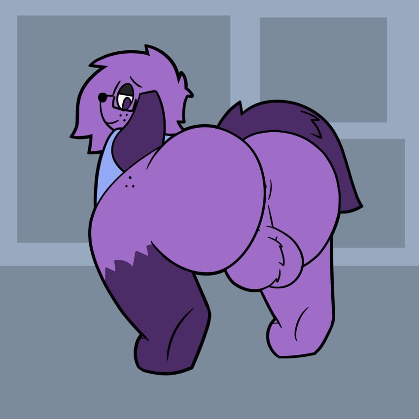 animated anthro ass backsack balls big_butt bouncing_balls canid canine canis domestic_dog fluffy fluffy_balls fluffy_tail genitals grape_ad hi_res josh_(grape_ad) male male_only mammal solo tail twerking