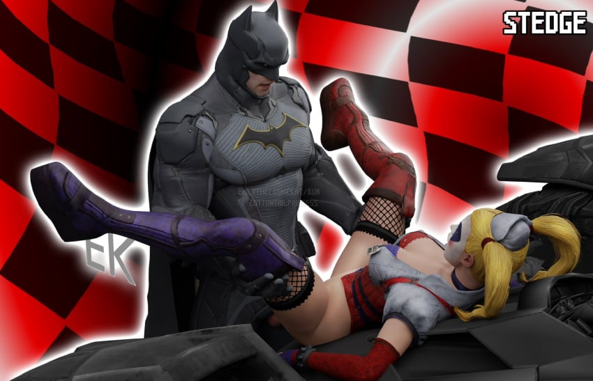 3d batman batman:_arkham_asylum batman_(series) batquinn dc dc_comics emilythecosmic gotham_knights harley_quinn harley_quinn_(arkham) harley_quinn_(arkham_asylum) male/female