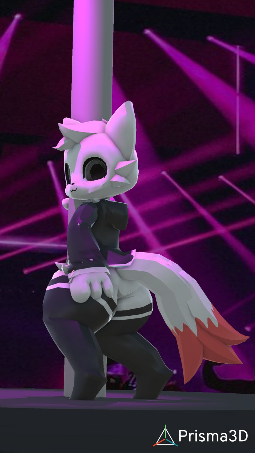 3d_(artwork) absurd_res anthro ass ass_up big_butt boy_kisser_(meme) canid canine clothing digital_media_(artwork) djfnansl femboy footwear fox hi_res hoodie male male/male mammal meme pole prisma3d simple_background socks solo stripper_pole topwear