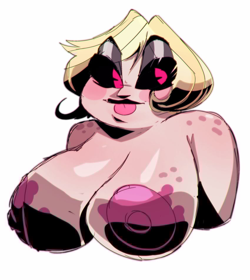 bbw big_areola big_breasts big_nipples breasts breasts_bigger_than_head breasts_out busty busty_female chubby chubby_female enormous_breasts fleshpie669 giant_breasts gigantic_breasts hazbin_hotel huge_breasts large_breasts massive_breasts mimzy_(hazbin_hotel) tits_bigger_than_head tits_out