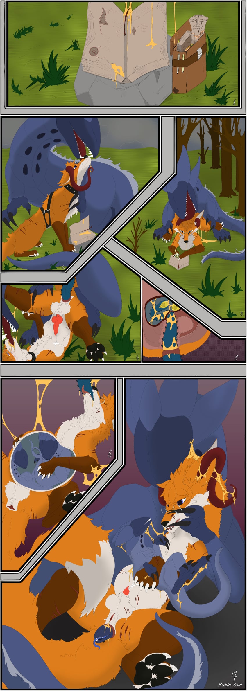 absurd_res anal anal_birth animal_genitalia belly big_belly birth bodily_fluids canid canine comic cum cum_inside duo egg egg_insertion erection feral forced forced_impregnation fox genital_fluids genitals herm hi_res hive hive_hunter impregnation inflation intersex intersex/male live_birth male mammal mind_control open_mouth ovipositor parasite penetration penis pregnant pregnant_feral pregnant_herm pregnant_intersex rape rubin_owl saliva sex simple_background smile tail tongue